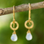 Gold plated moonstone dangle earrings, 'Dewy Suns' - Fair Trade Gold Plated Earrings with Moonstone
