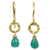Gold plated dangle earrings, 'Verdant Suns' - Artisan Crafted Gold Plated and Green Onyx Dangle Earrings thumbail