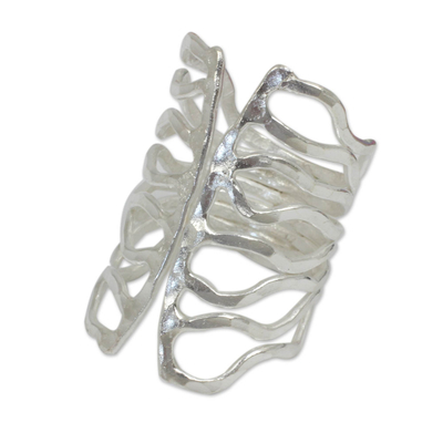 Sterling silver wrap ring, 'Monarch' - Thai Hammered Silver Wrap Ring