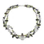 Amethyst and peridot beaded necklace, 'Lilac Garden' - Artisan Crafted Peridot Quartz and Amethyst Necklace