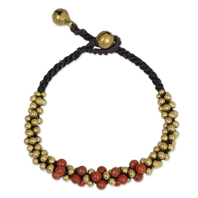 Red Jasper and Brass Beaded Bracelet from Thailand