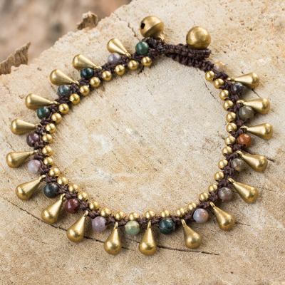 Jasper and brass beaded bracelet, 'Summer's Charm' - Colorful Jasper and Brass Bracelet from Thailand