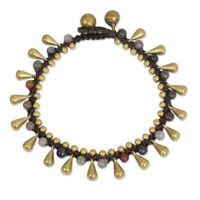 Jasper and brass beaded bracelet, 'Summer's Charm' - Colorful Jasper and Brass Bracelet from Thailand