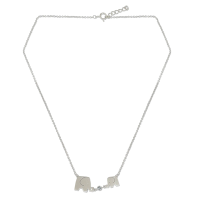 Blautopas-Anhänger-Halskette - Elefantenfamilie-Anhänger-Halskette aus Sterlingsilber