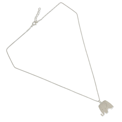 Sterling silver pendant necklace, 'Elephant Jazz' - Sterling Silver Fair Trade Elephant Pendant Necklace