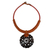 Leather and coconut shell flower necklace, 'Naturally Thai in Brown' - Thai Leather Necklace with Coconut Shell Flower Pendant