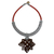 Leather and coconut shell flower necklace, 'Floral Grey' - Fair Trade Leather Necklace Coconut Shell Flower Pendant