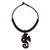 Leather and coconut shell flower necklace, 'Siam Seahorse in Dark Brown' - Brown Artisan Crafted Coconut Shell and Leather Necklace