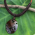 Coconut shell pendant necklace, 'Thai Phoenix in Dark Brown' - Hand Crafted Carved Coconut Shell Phoenix Pendant Necklace thumbail