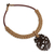 Leather and coconut shell flower necklace, 'China Rose in Tan' - Thai Hand Crafted Leather and Coconut Shell Necklace