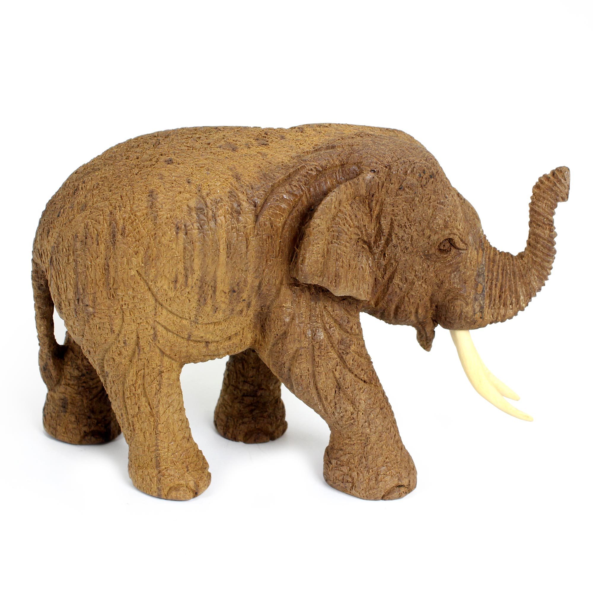 HandCarved Teak Wood Elephant Statuette from Thailand Teak Elephant