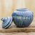 Celadon ceramic jar, 'Blue Lotus' - Thai Blue Floral Celadon Jar and Lid