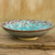 Keramikschale, „Blühend in Blau“ – thailändische handgefertigte Keramikschüssel mit türkisblauem Blumenmuster
