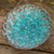 Keramikschale, „Blühend in Blau“ – thailändische handgefertigte Keramikschüssel mit türkisblauem Blumenmuster