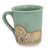 Celadon ceramic mug, 'Blue Elephant Family' - Blue and Brown Elephant Theme Celadon Ceramic Mug