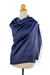 Rayon and silk blend shawl, 'Elegance in Indigo' - Dark Blue Women's Woven Rayon and Silk Blend Shawl thumbail