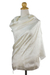 Rayon and silk blend shawl, 'Mandarin Ivory' - Cream Colored Rayon and Silk Blend Jacquard Shawl
