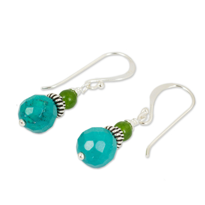 Perlenohrringe, 'Mint Julep' - Grüne und türkisblaue Perlenohrringe