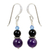 Amethyst and onyx dangle earrings, 'Sweet Plum' - Thai Artisan Crafted Amethyst and Onyx Bead Earrings thumbail