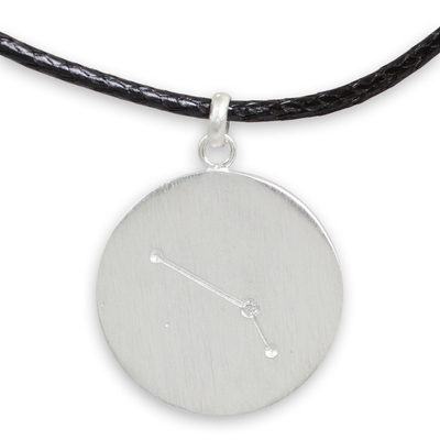 White topaz pendant necklace, 'Constellation: Aries' - White Topaz and Sterling Silver Aries Sign Zodiac Necklace