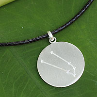 White topaz pendant necklace, 'Constellation: Taurus' - Sterling Silver Taurus Zodiac Necklace with White Topaz
