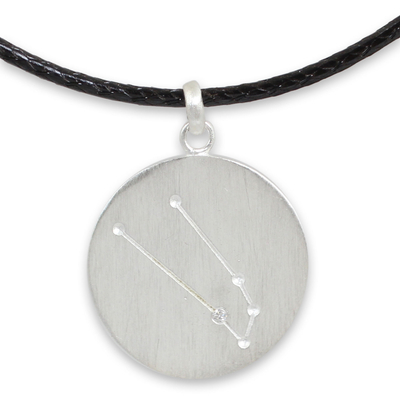 Sterling Silver Taurus Zodiac Necklace with White Topaz