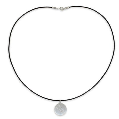 White topaz pendant necklace, 'Constellation: Taurus' - Sterling Silver Taurus Zodiac Necklace with White Topaz