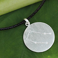 White topaz pendant necklace, 'Constellation: Gemini'