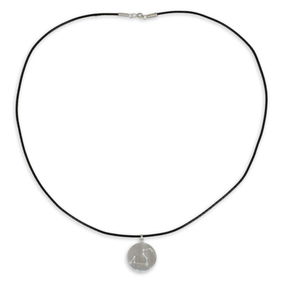 White topaz pendant necklace, 'Constellation: Leo' - Leo Sign Zodiac Necklace in Silver with White Topaz