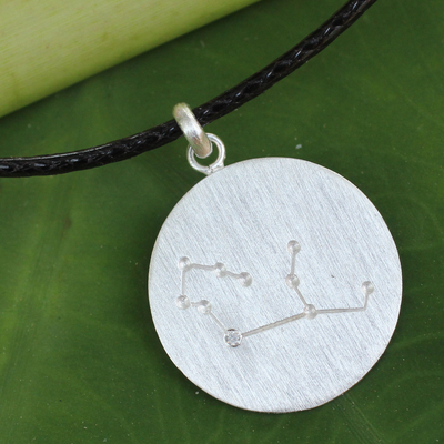 White topaz pendant necklace, 'Constellation: Virgo' - Handmade White Topaz and Silver Virgo Sign Necklace