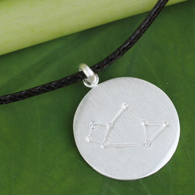 White topaz pendant necklace, 'Constellation: Sagittarius' - Sterling Silver White Topaz Necklace of Zodiac Sign