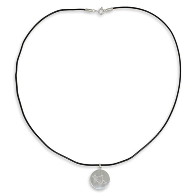 Halskette mit weißem Topas-Anhänger - Sterlingsilber-Halskette mit weißem Topas und Sternzeichen