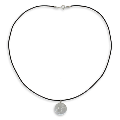 White topaz pendant necklace, 'Constellation: Aquarius' - Brushed Sterling Silver and White Topaz Aquarius Necklace
