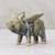 Celadon ceramic figurine, 'Flying Pig' - Ceramic Flying Pig in Mustard and Blue Shades