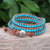 Leather wrap bracelet, 'Cool Sky' - Triple Wrap Leather Bracelet with Reconstituted Turquoise (image 2) thumbail