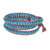 Leather wrap bracelet, 'Cool Sky' - Triple Wrap Leather Bracelet with Reconstituted Turquoise (image 2e) thumbail