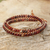 Jasper beaded wrap bracelet, 'Special Wine' - Beaded Wrap Bracelet with Red Jasper and Leather Cords (image 2b) thumbail