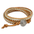 Quartz beaded wrap bracelet, 'White Sky' - White Quartz and Leather Wrap Bracelet with 950 Silver thumbail