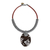 Coconut shell pendant necklace, 'Thai Phoenix in Grey' - Thai Handmade Coconut Shell and Grey Macrame Necklace thumbail