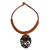 Coconut shell pendant necklace, 'Thai Phoenix in Brown' - Coconut Shell Phoenix Pendant Necklace with Leather Cord (image 2a) thumbail