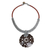 Coconut shell pendant necklace, 'Charming Thailand in Gray' - Coconut Shell Leather and Gray Macrame Pendant Necklace