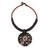 Coconut shell pendant necklace, 'Charming Thailand in Espresso' - Leather and Macrame Necklace with Coconut Shell Pendant