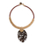 Coconut shell pendant necklace, 'Elegant Thailand in Beige' - Natural Coconut Shell Pendant Necklace with Macrame Cords