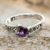 Amethyst solitaire ring, 'Deco Days' - Thai Amethyst and Marcasite Sterling Silver Solitaire Ring (image 2) thumbail