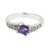 Amethyst solitaire ring, 'Deco Days' - Thai Amethyst and Marcasite Sterling Silver Solitaire Ring (image 2a) thumbail