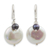 Cultured pearl dangle earrings, 'Pearly Moons' - Thai White and grey Cultured Pearl Dangle Earrings (image 2a) thumbail