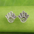 Sterling silver button earrings, 'The Hamsa Hand' - Hamsa Hand Symbol Sterling Silver Button Earrings thumbail