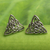 Sterling silver button earrings, 'Celtic Triangle' - Celtic Triangle Knot Button Earrings in Sterling Silver thumbail
