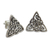 Sterling silver button earrings, 'Celtic Triangle' - Celtic Triangle Knot Button Earrings in Sterling Silver (image 2b) thumbail