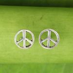Sterling silver stud earrings, 'Peace Sign' - Sterling Silver Peace Symbol Stud Earrings from Thailand